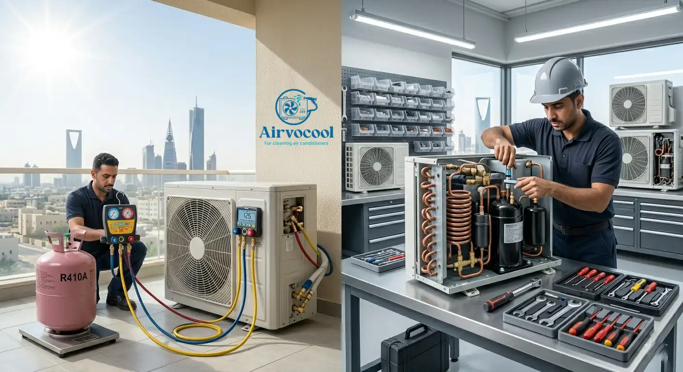 شحن فريون المكيفات وإصلاح أعطال الكمبروسر